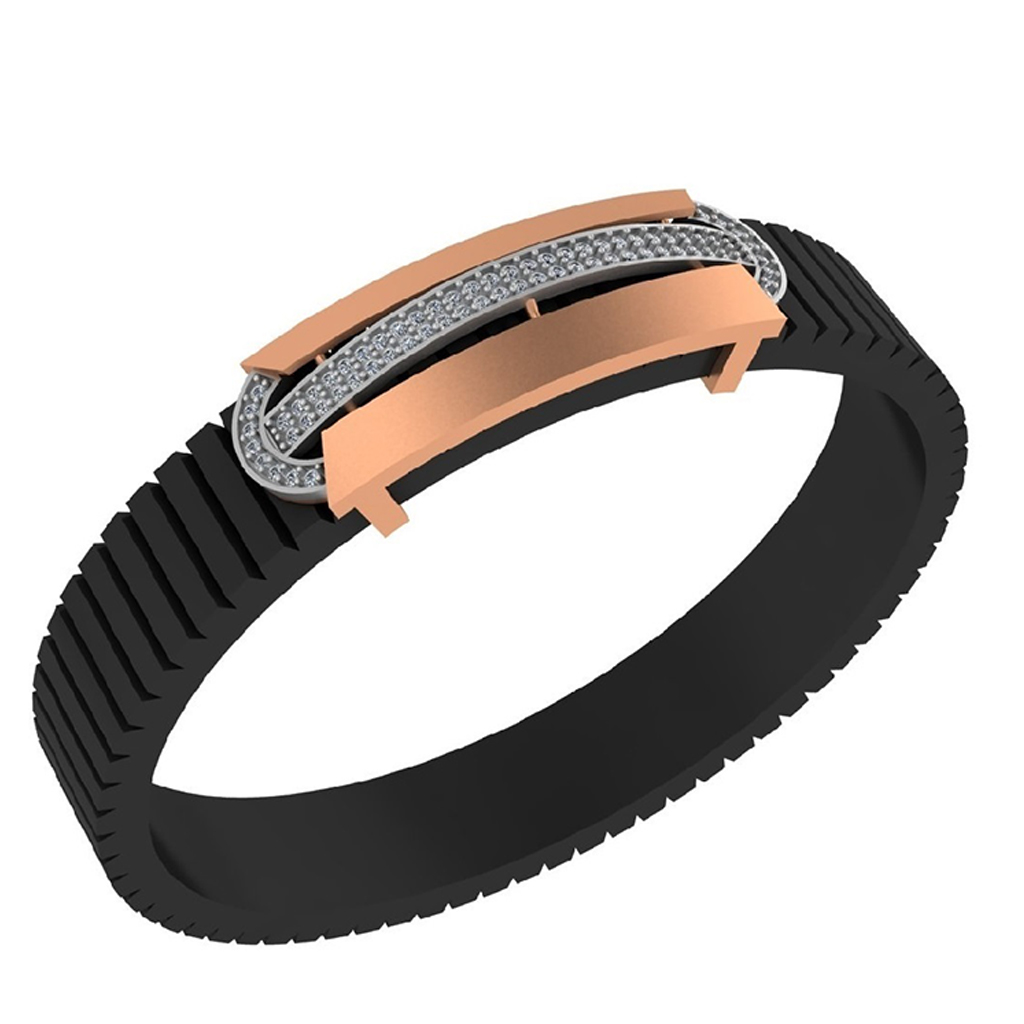 Dual-Tone Curved Bar Diamond Bracelet