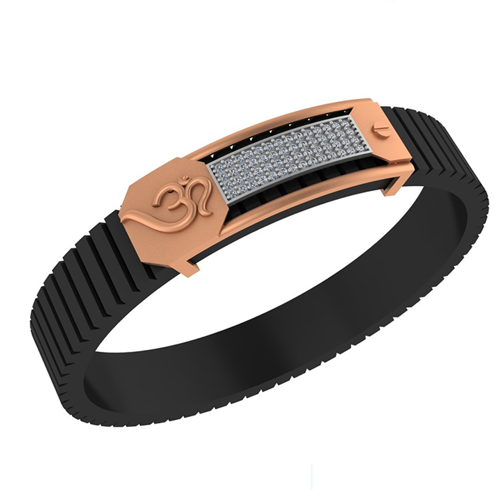 Om Embossed Diamond Panel Bracelet