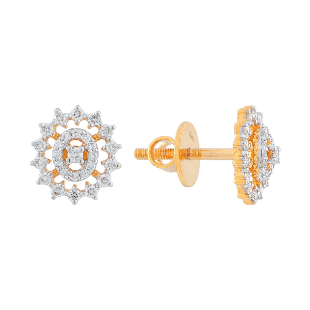 Elegant Sunburst Diamond Stud Earrings in Gold
