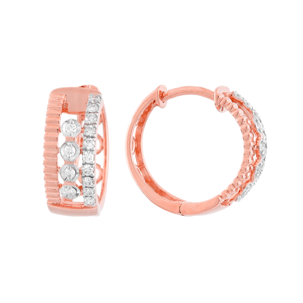 Rose Gold Diamond Accent Hoop Earrings