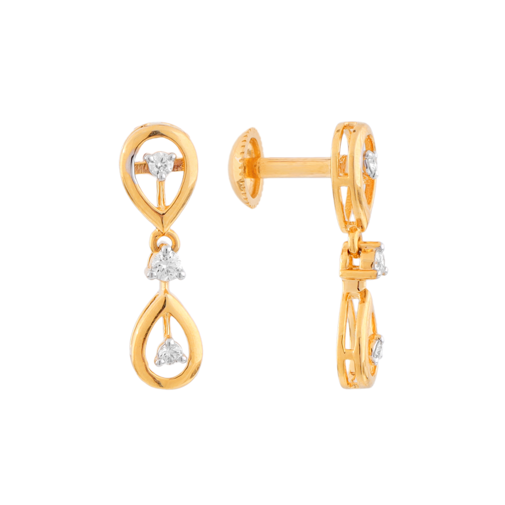 Minimalist Teardrop Diamond Drop Earrings in Gold