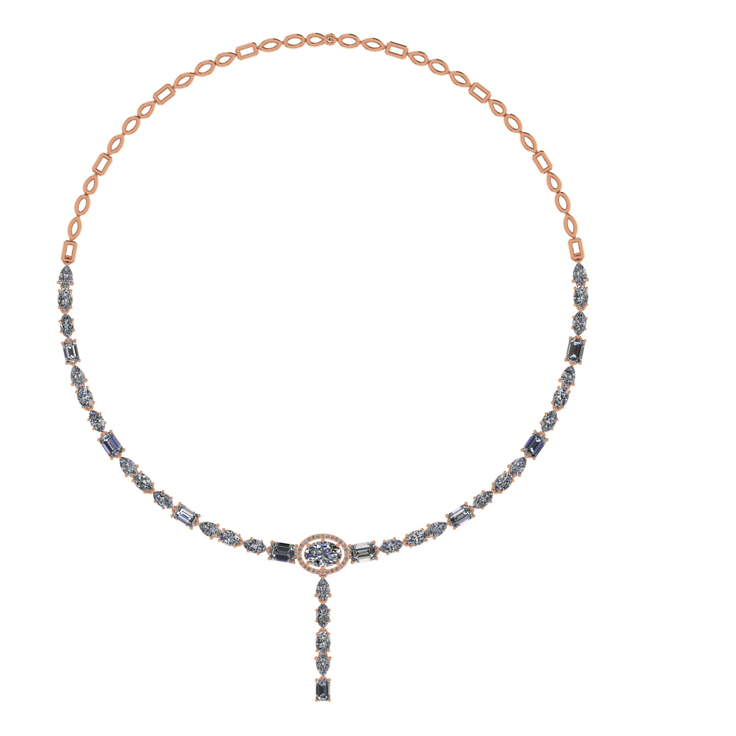 Rose Gold Regal Drop Diamond Necklace