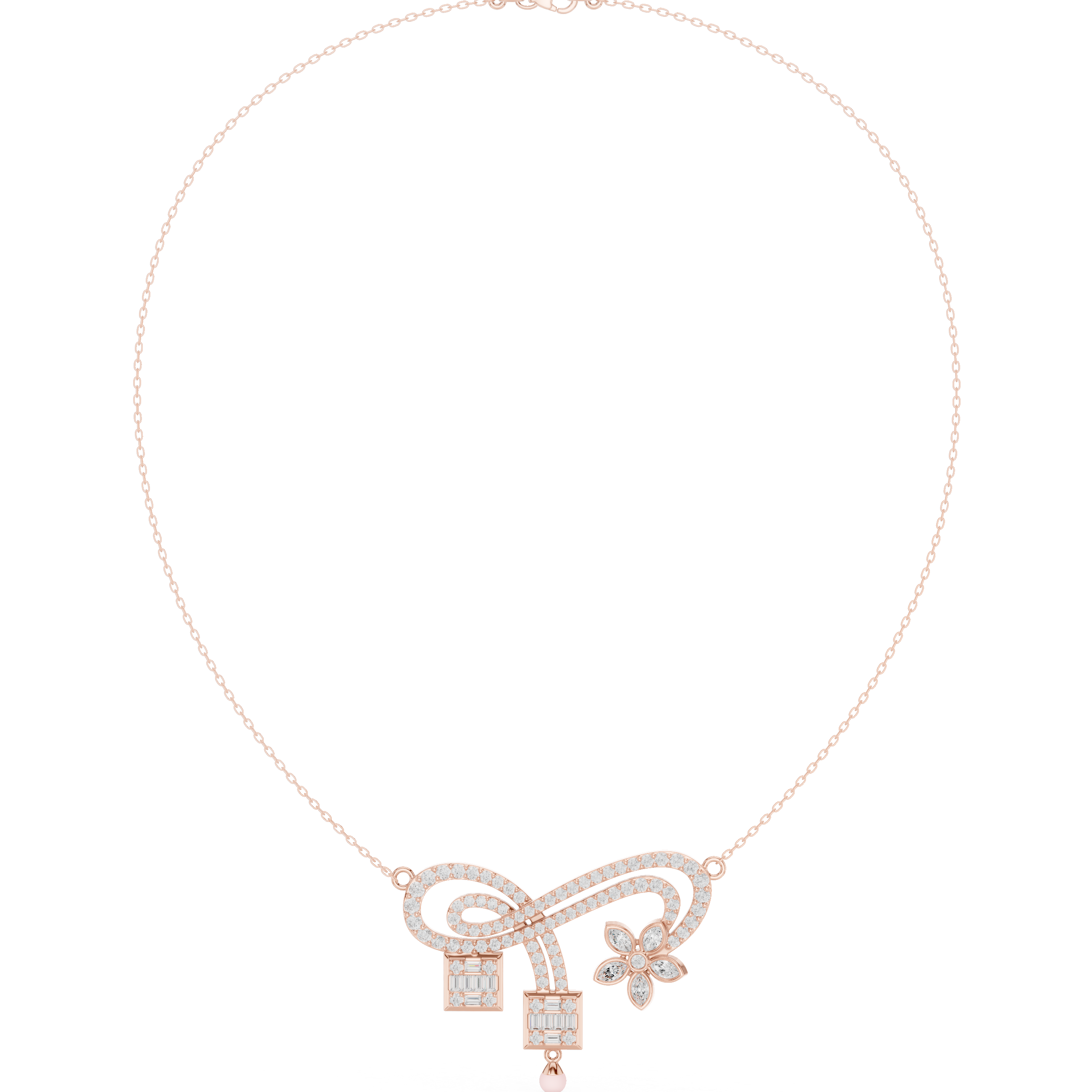 Rosé Infinity Bloom Drop Necklace