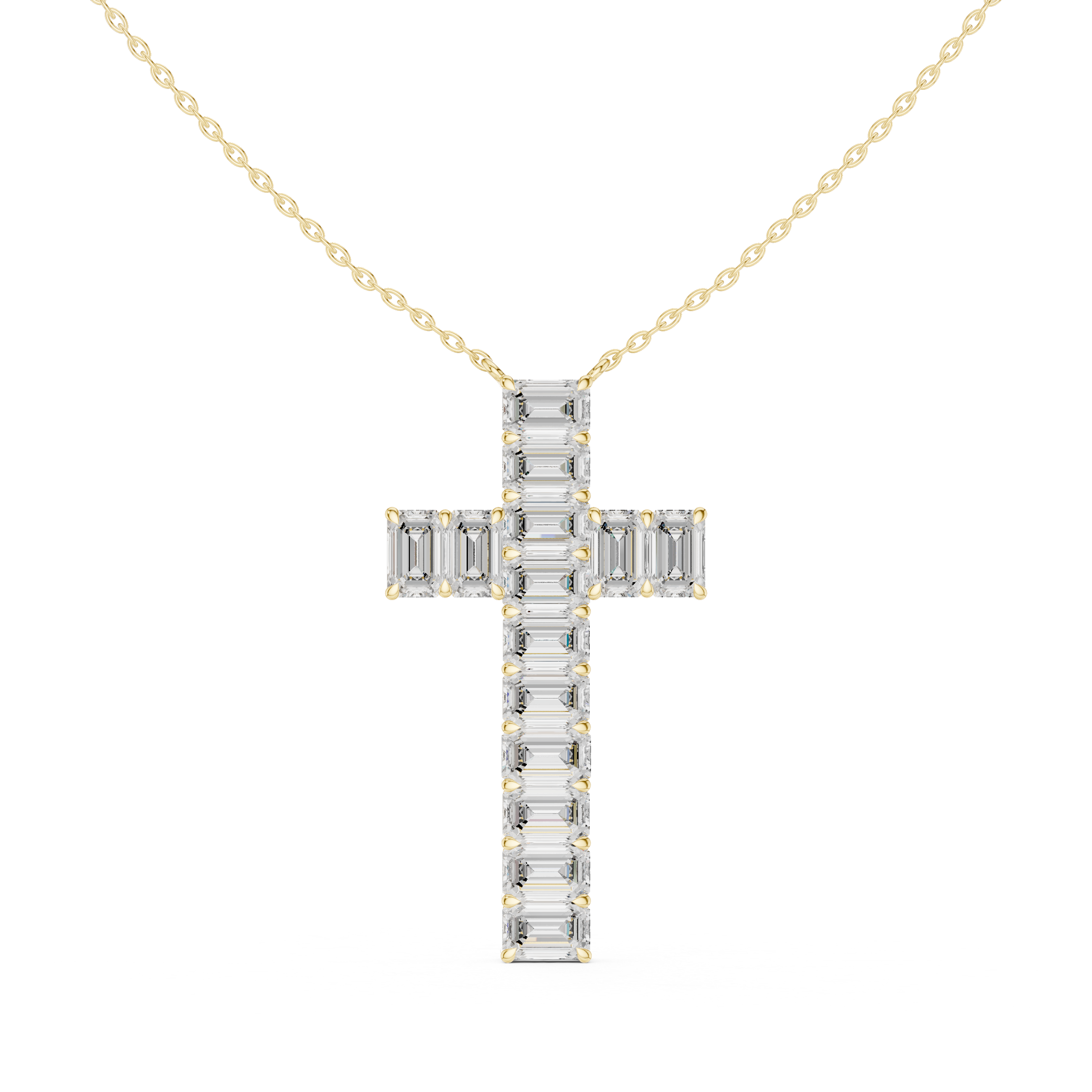 Eternal Grace Emerald-Cut Diamond Cross Pendant