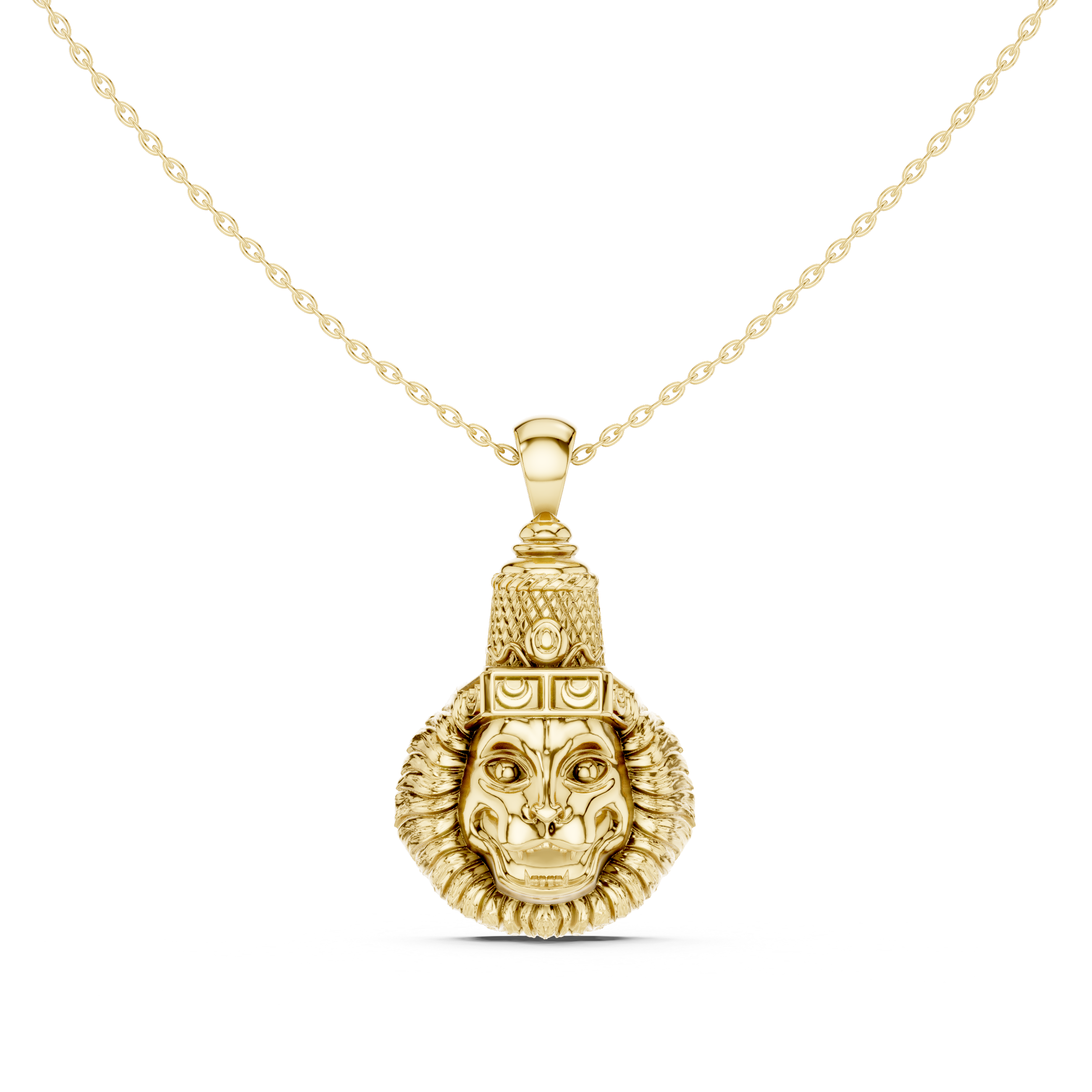 Imperial Lion Emblem Gold Pendant Necklace