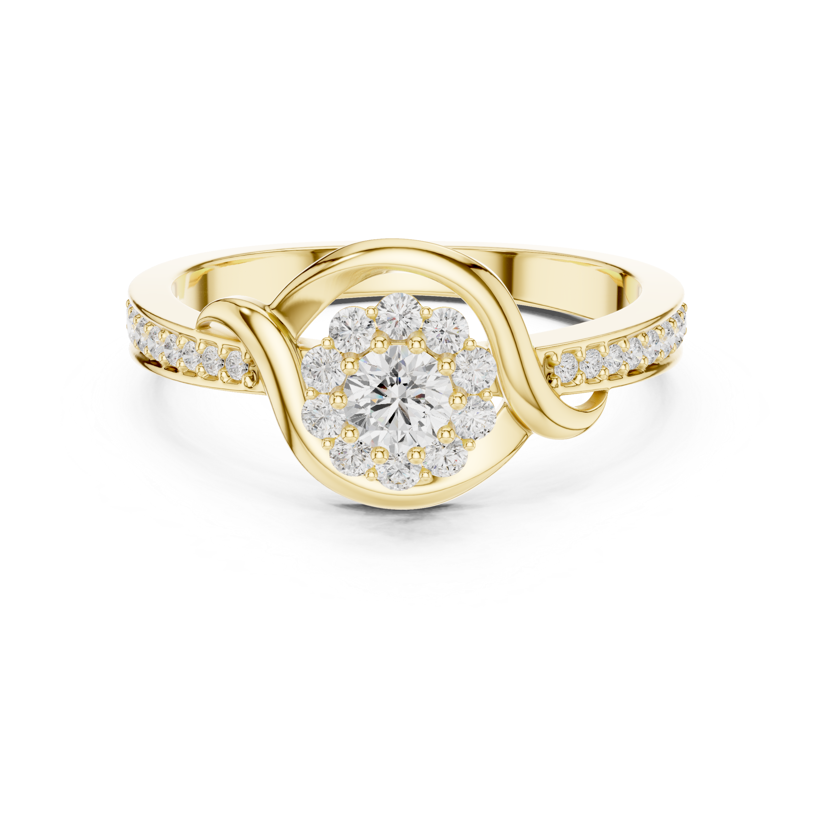 Golden Harmony Halo Diamond Ring