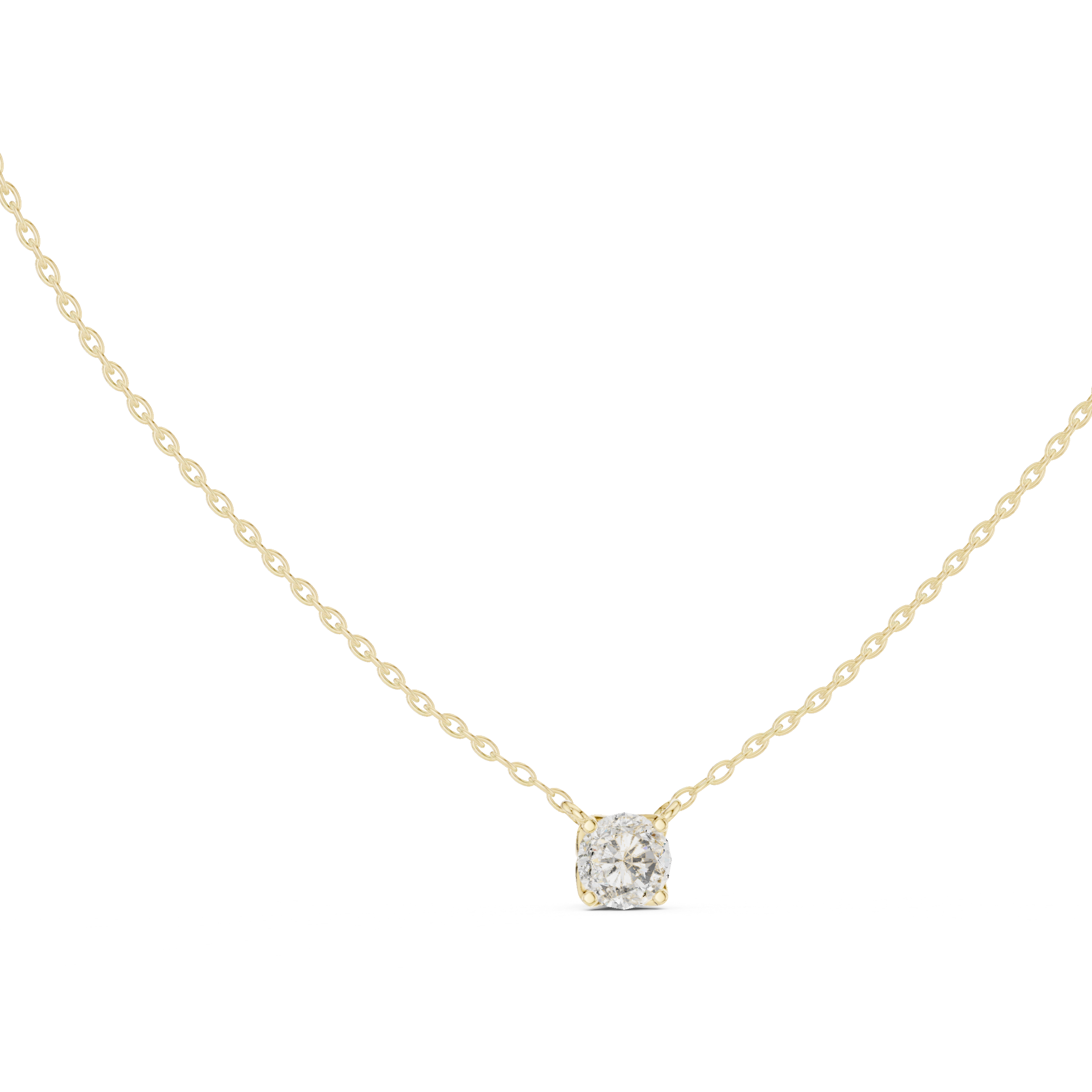 Essential Round Solitaire Gold Necklace