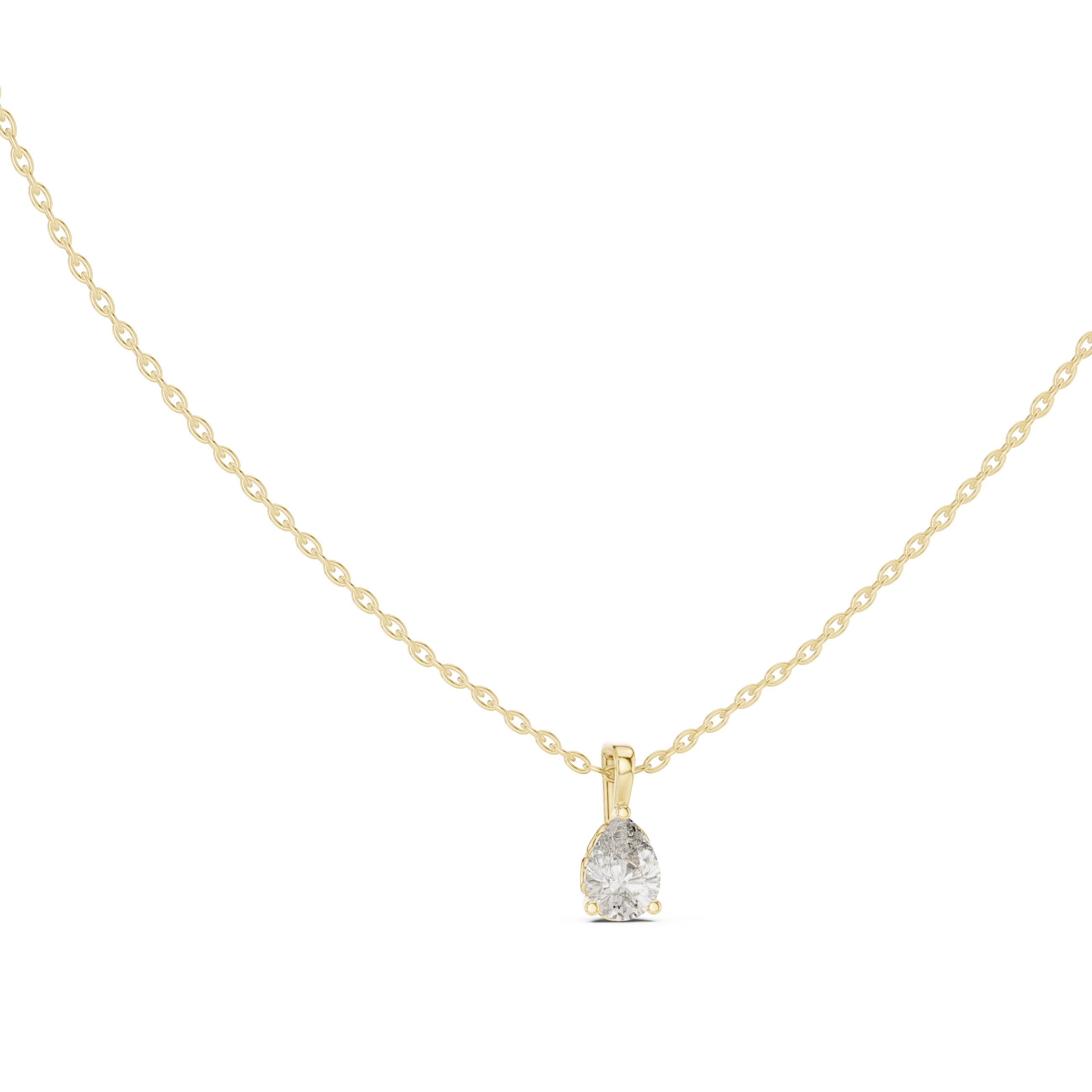 Classic Pear-Cut Solitaire Diamond Pendant Necklace