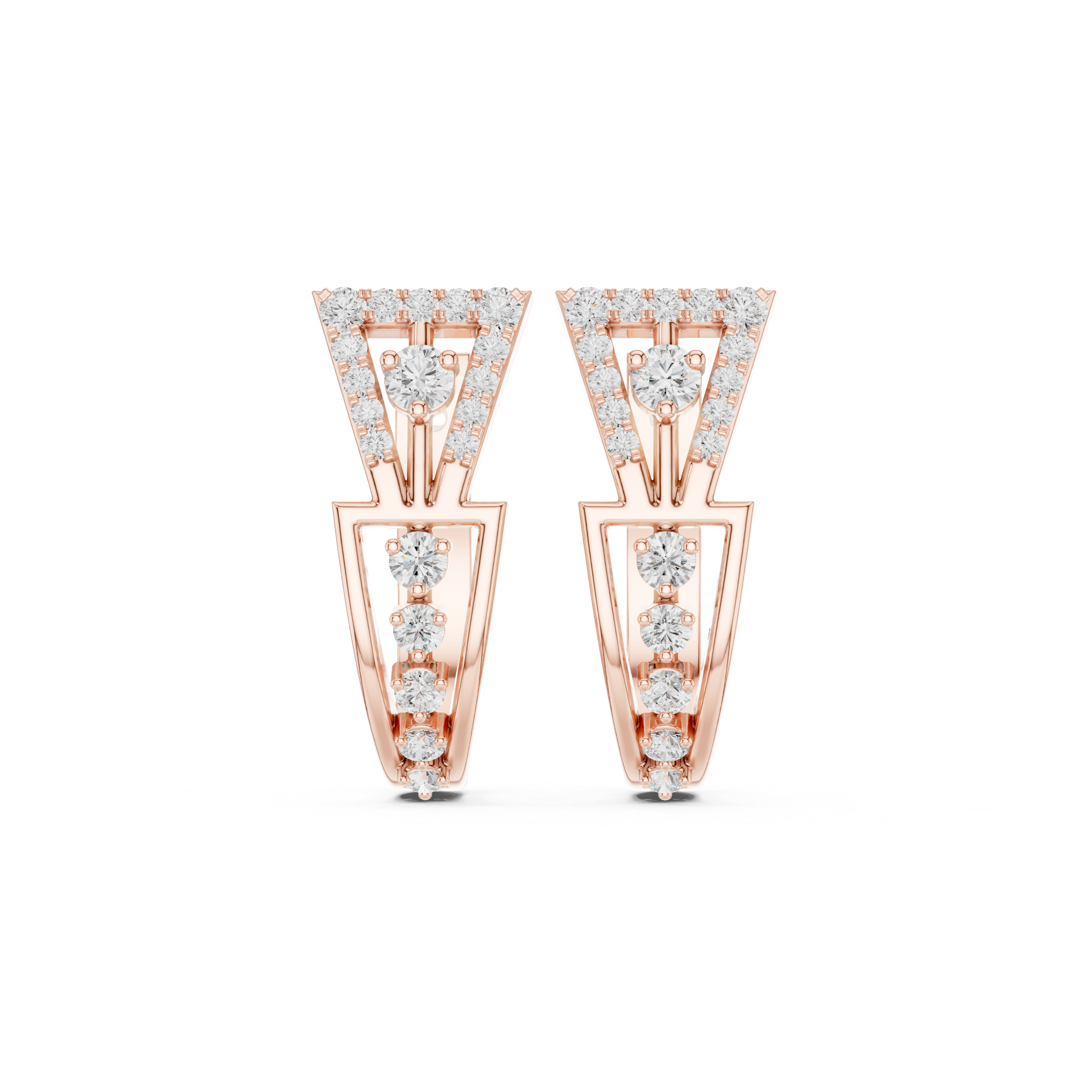 Geometric Open-Frame Diamond Drop Earrings in Yellow Gold