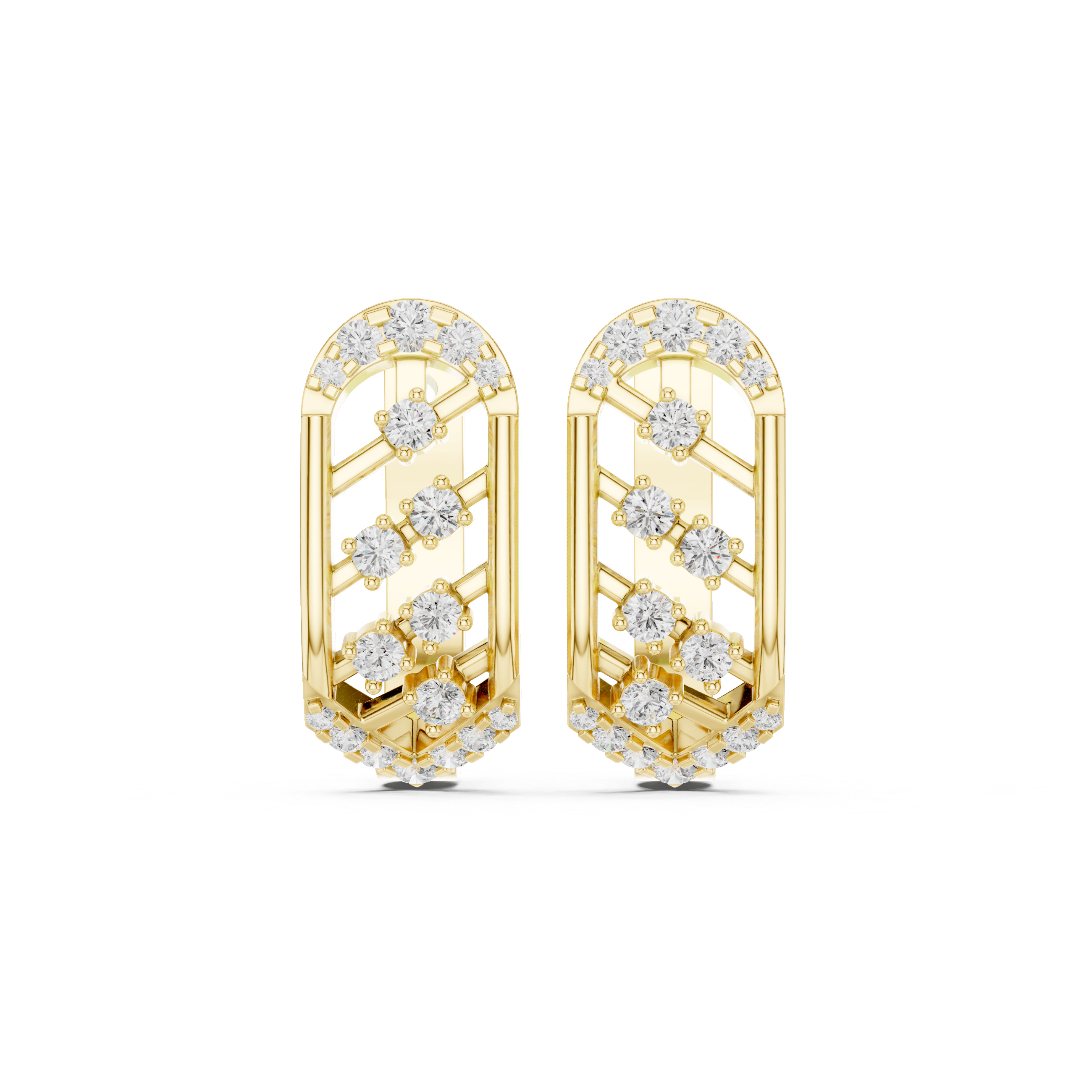 Elegant Oval Diamond Cluster Earrings in Yellow Gold
