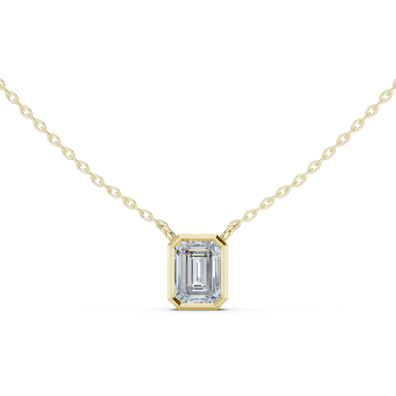 Elongated Grace Emerald-Cut Diamond Pendant Necklace