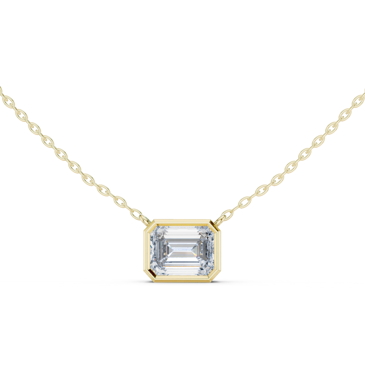 Radiant Embrace Emerald-Cut Diamond Pendant Necklace