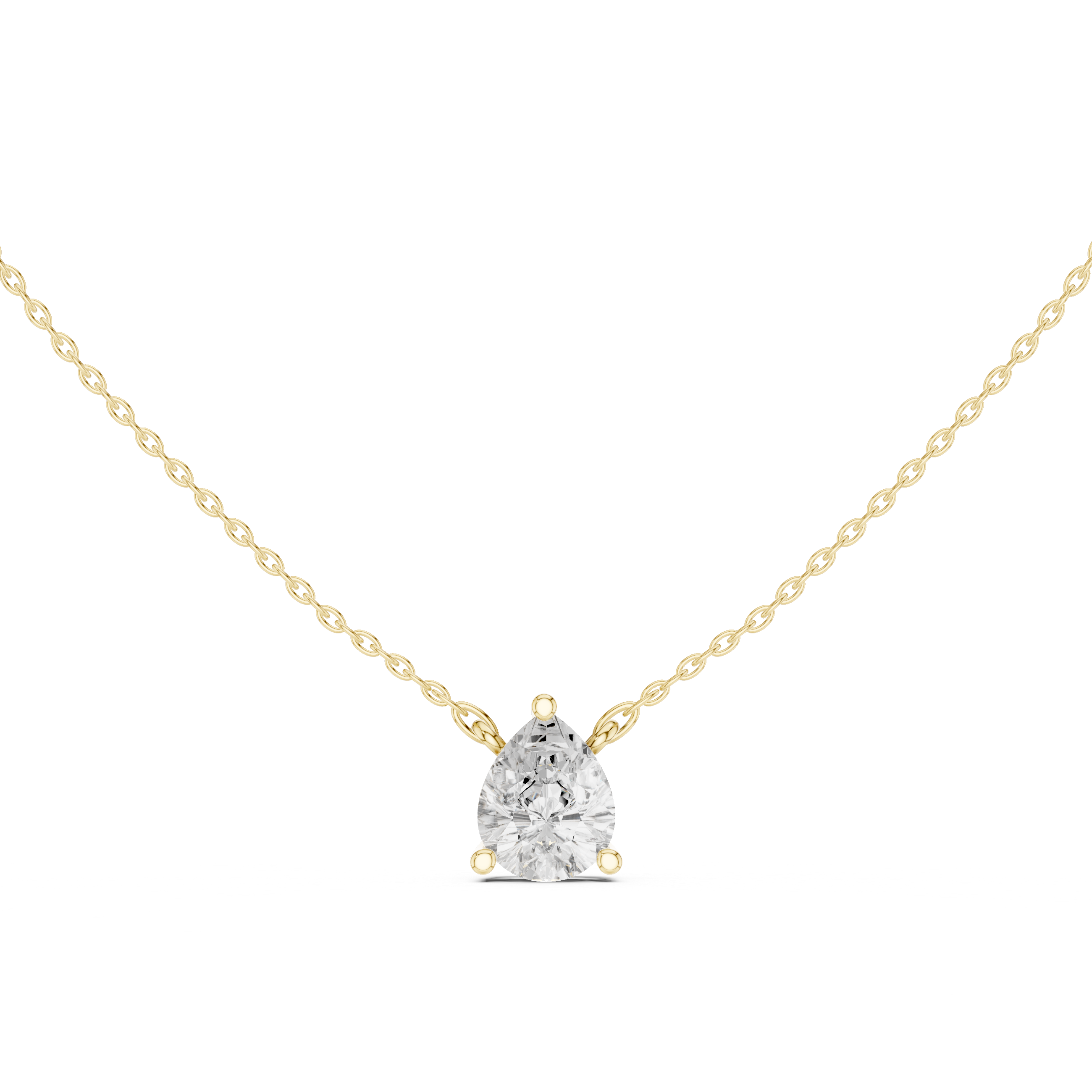 Pear-Cut Three-Prong Diamond Solitaire Necklace