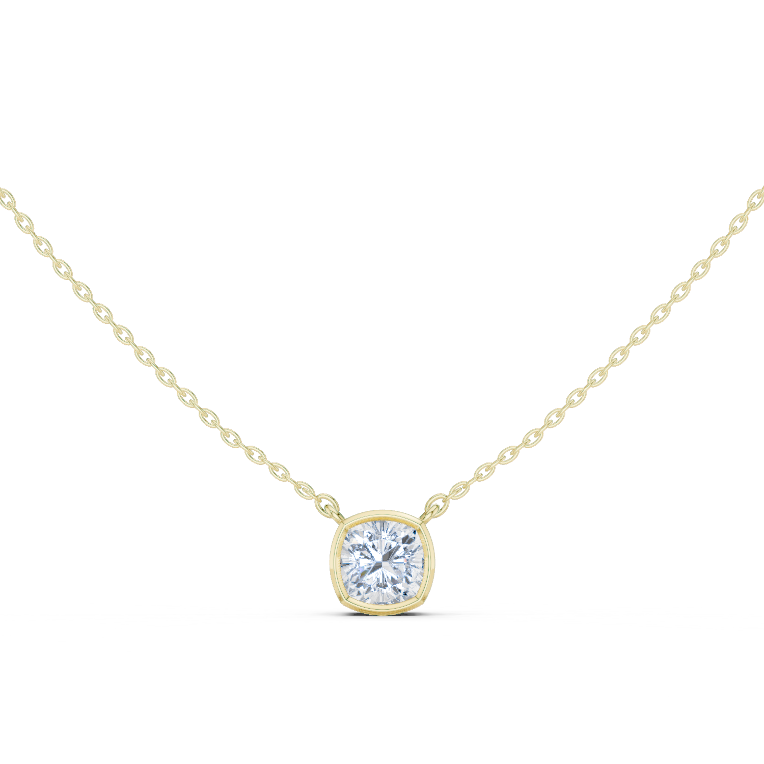 Cushion Bezel Diamond Solitaire Necklace