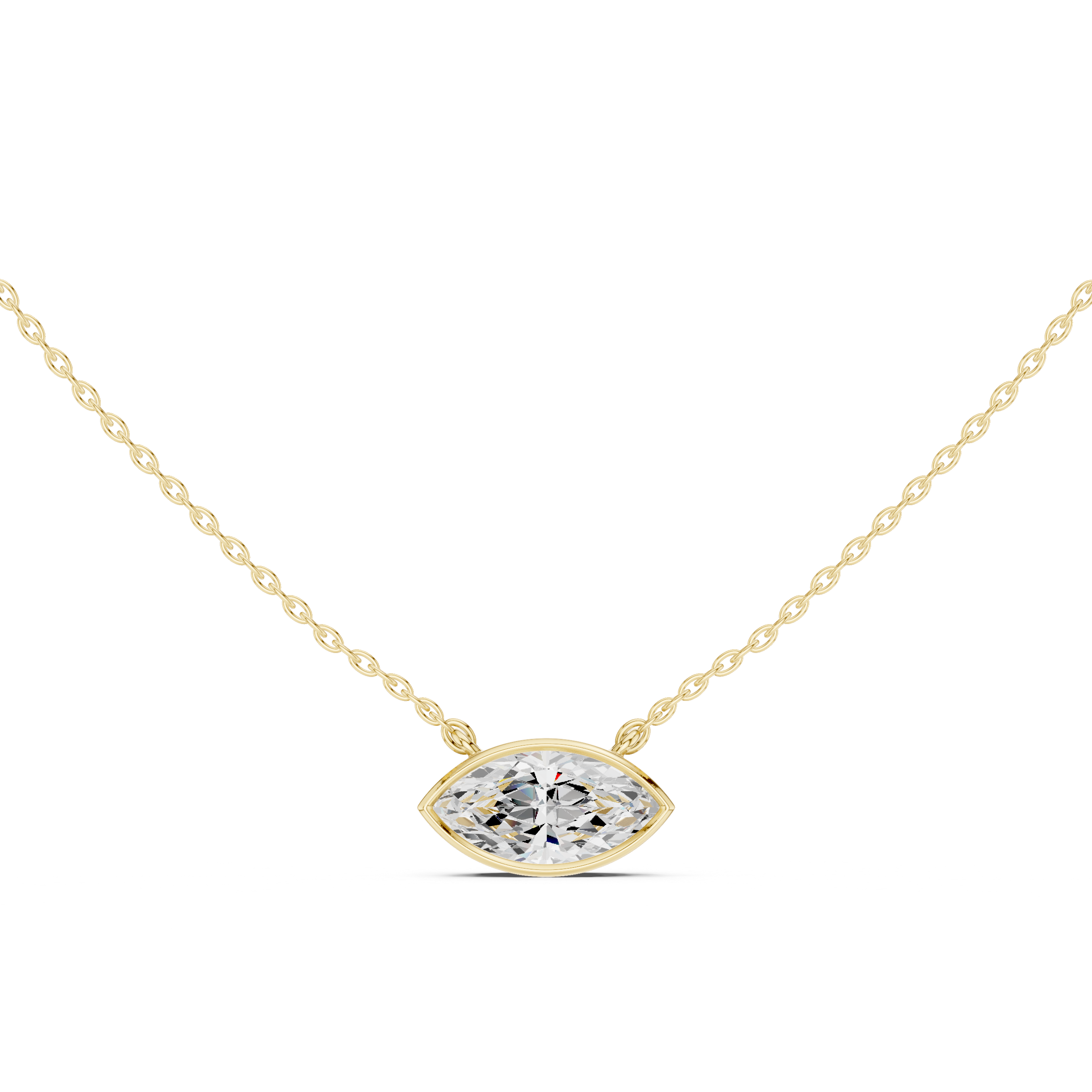 Marquise Bezel Diamond Solitaire Necklace