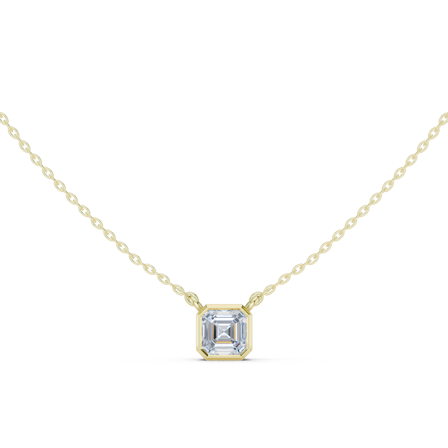 Bezel-Set Asscher Diamond Solitaire Pendant