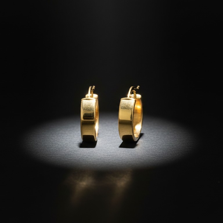 Textured Flat Gold Hoop Earrings