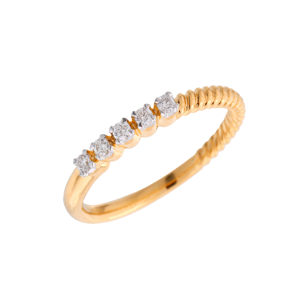 Diamond Rope Band Gold Ring
