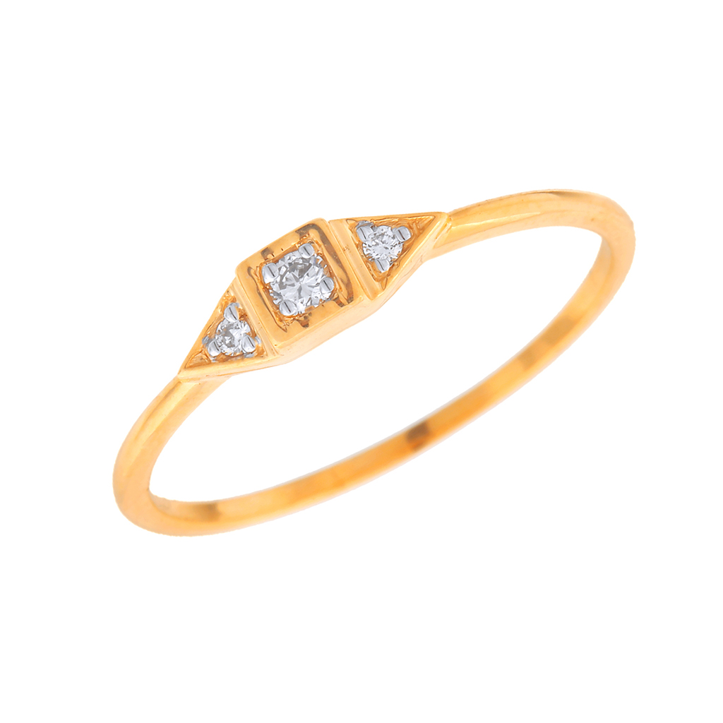 Yellow Gold Geometric Diamond Ring