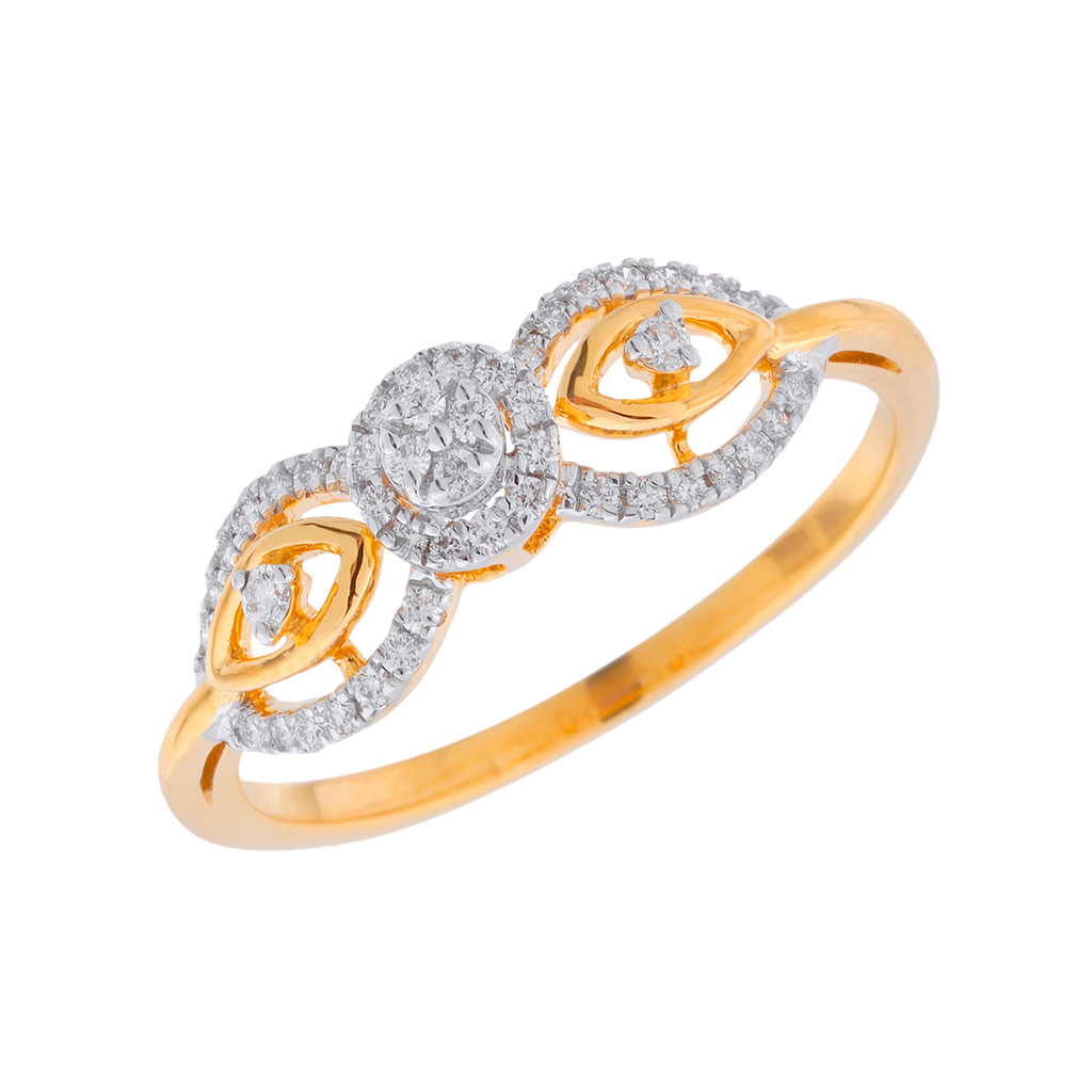 Intertwined Diamond Halo Ring in Dual-Tone Gold
