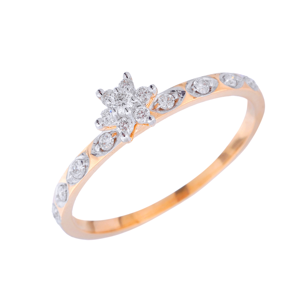 Classic Star Cluster Diamond Ring in Rose Gold