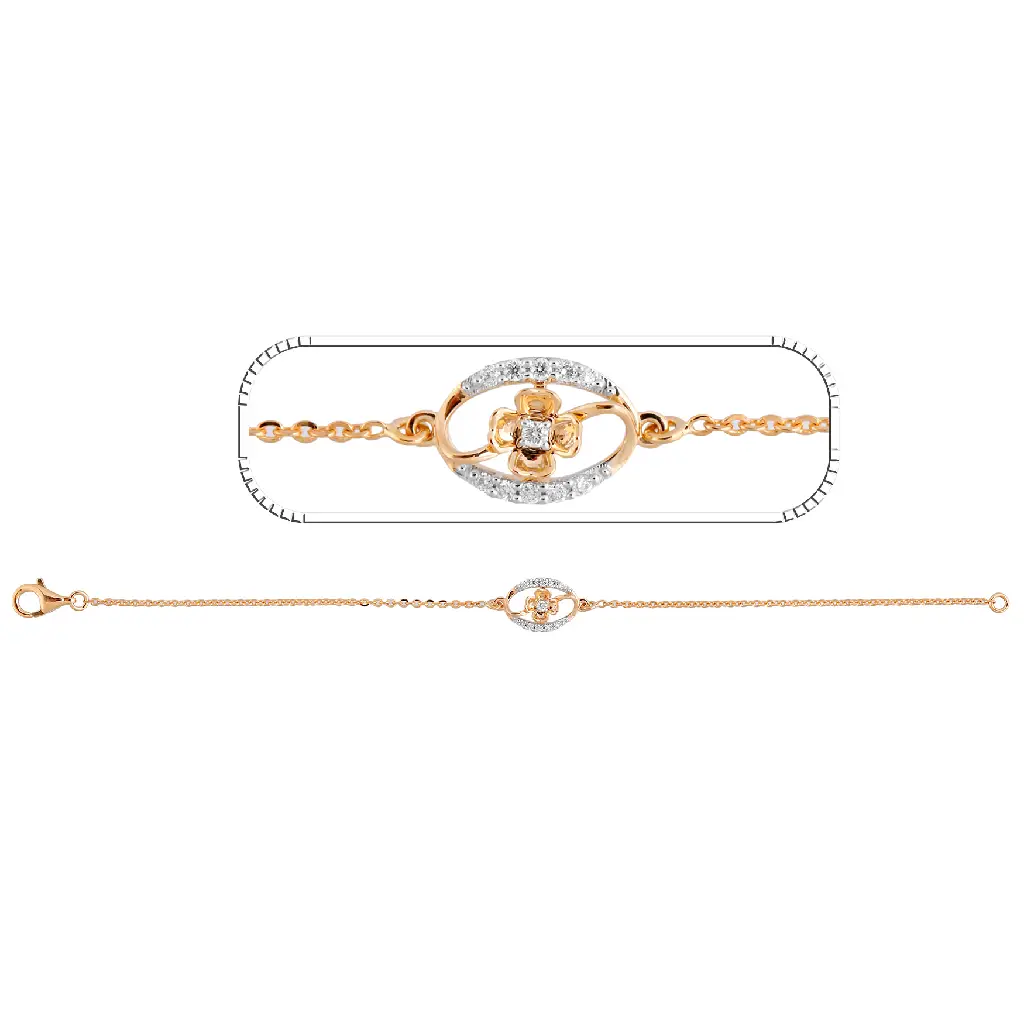 Rose Gold Diamond Oval Floral Bracelet