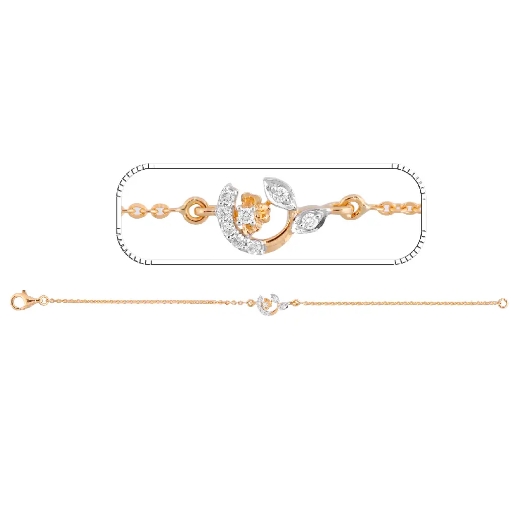 Elegant Rose Gold Diamond Floral Bracelet