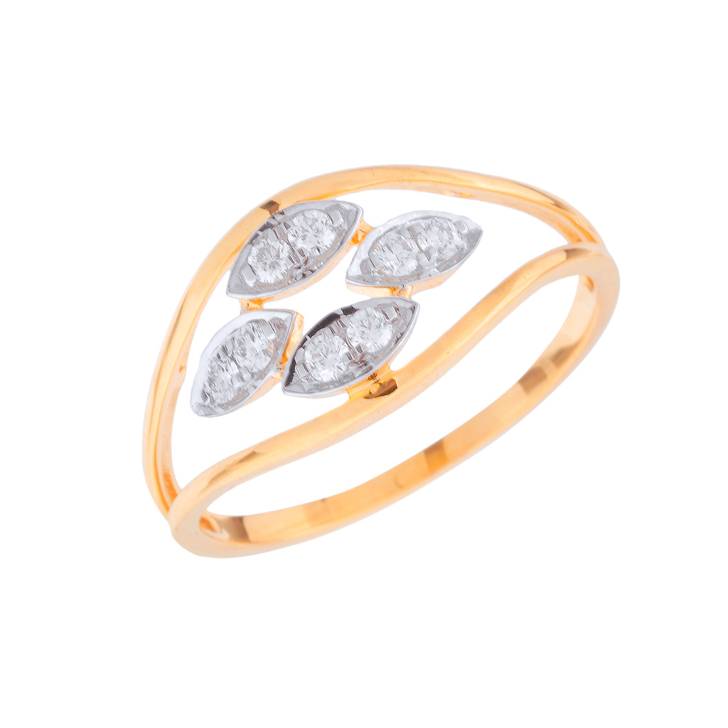Leaf Cluster Diamond Gold Ring