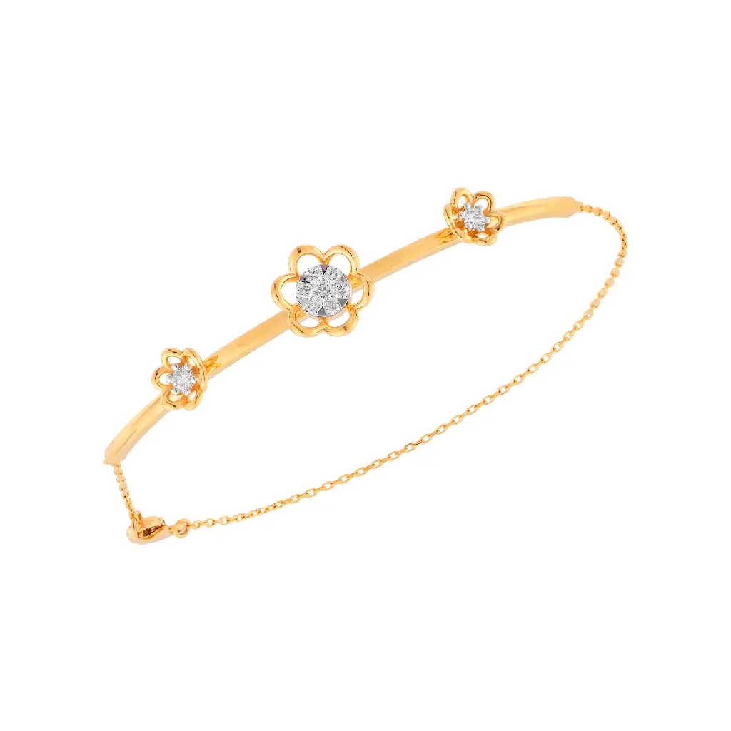 Yellow Gold Floral Diamond Charm Bracelet