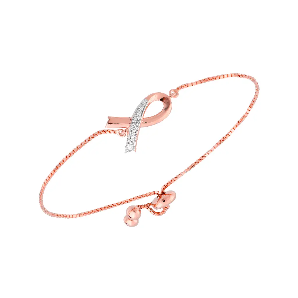 Rose Gold Diamond Ribbon Adjustable Bracelet