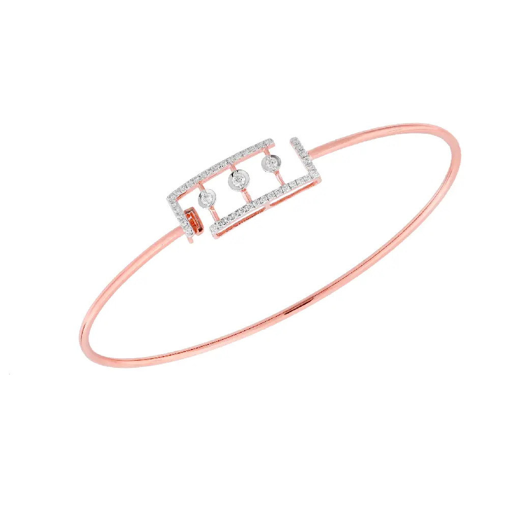 Rose Gold Diamond Bar Frame Bangle