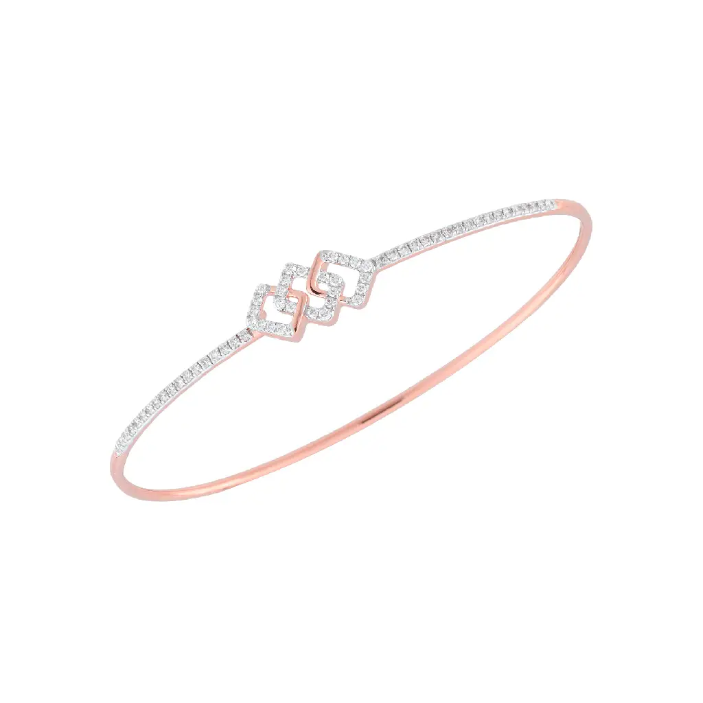Interlinked Square Diamond Rose Gold Bracelet