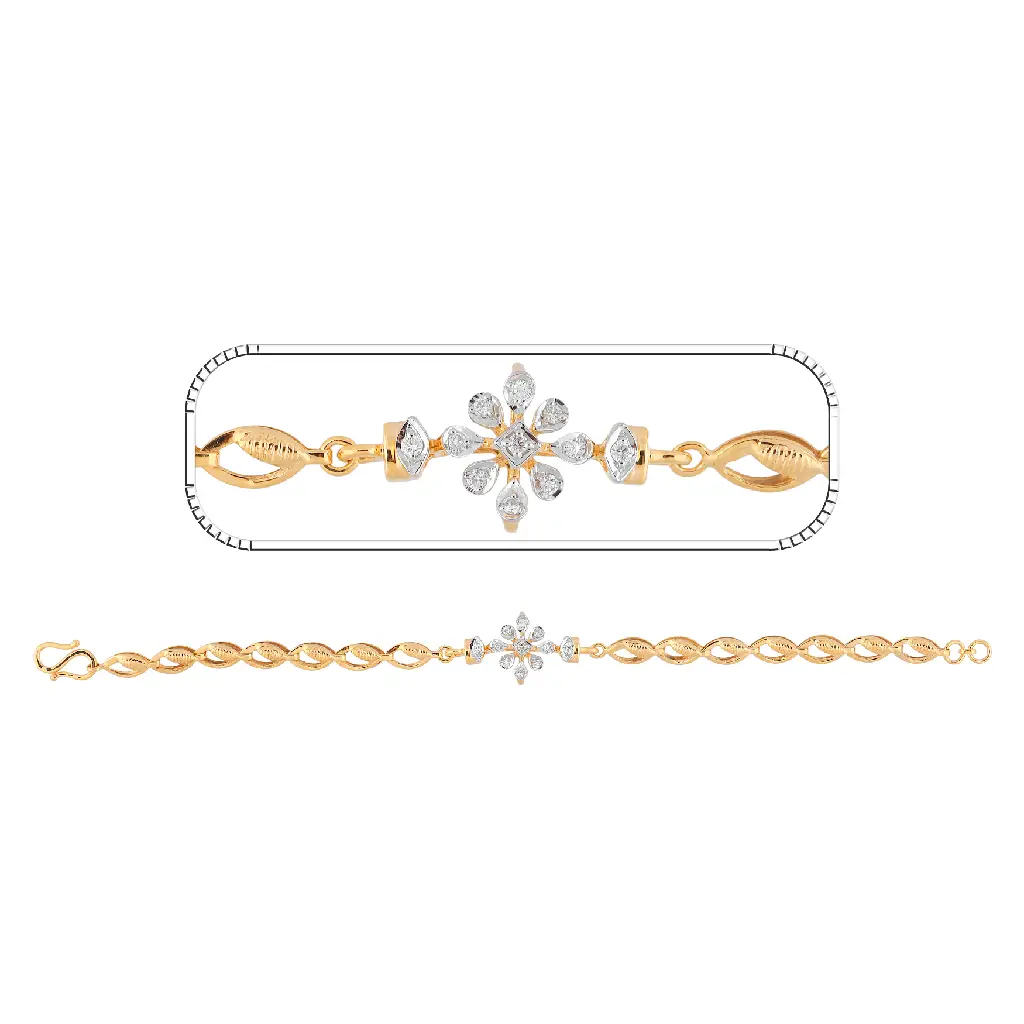 Yellow Gold Diamond Blossom Chain Bracelet