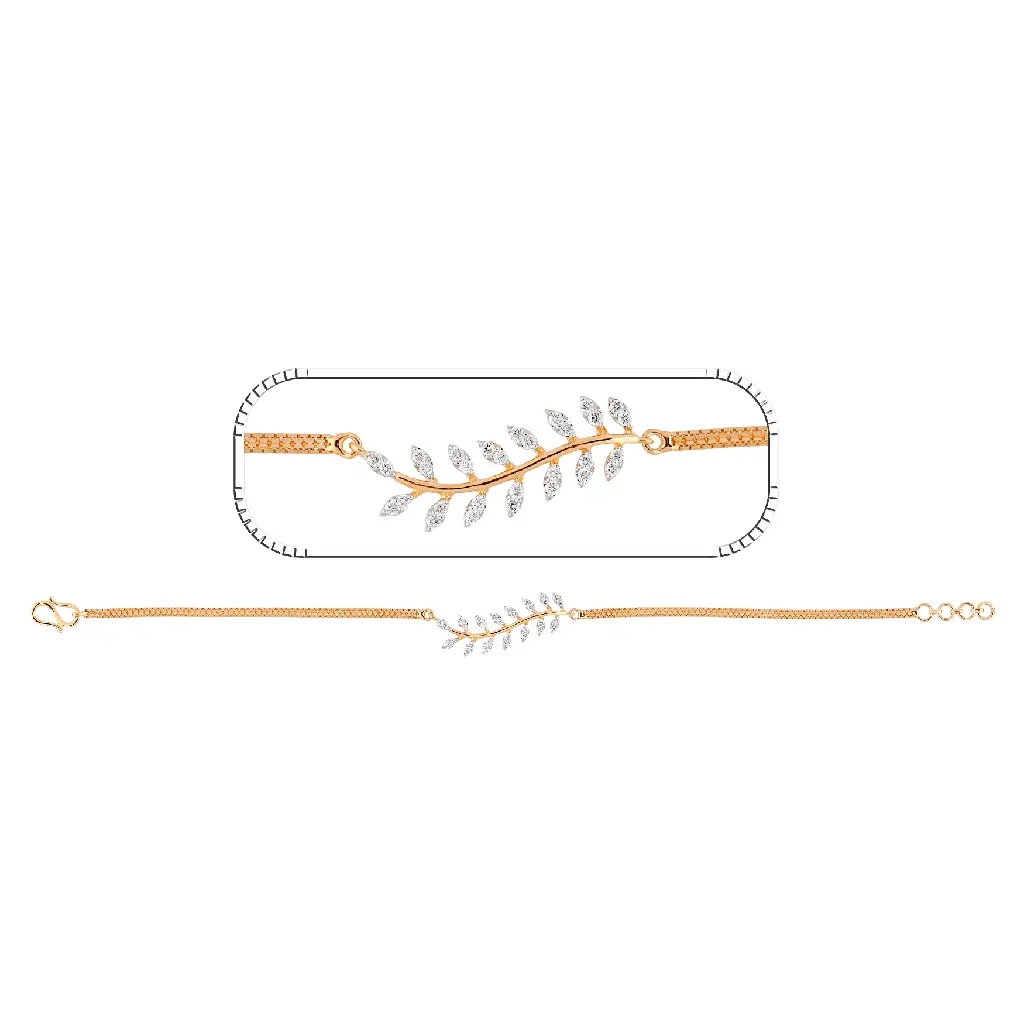 Gold Diamond Leaf Vine Bracelet