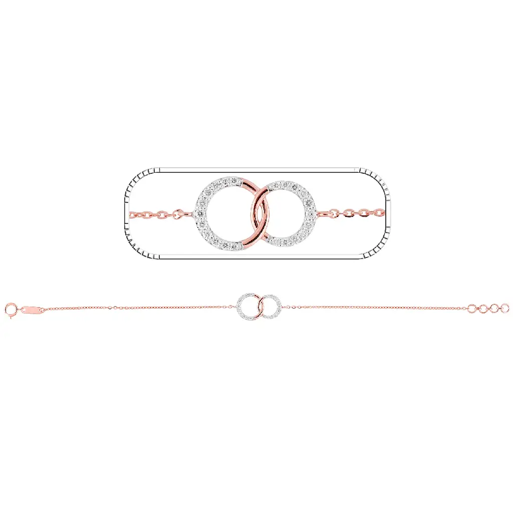 Rose Gold Interlocking Diamond Circle Bracelet