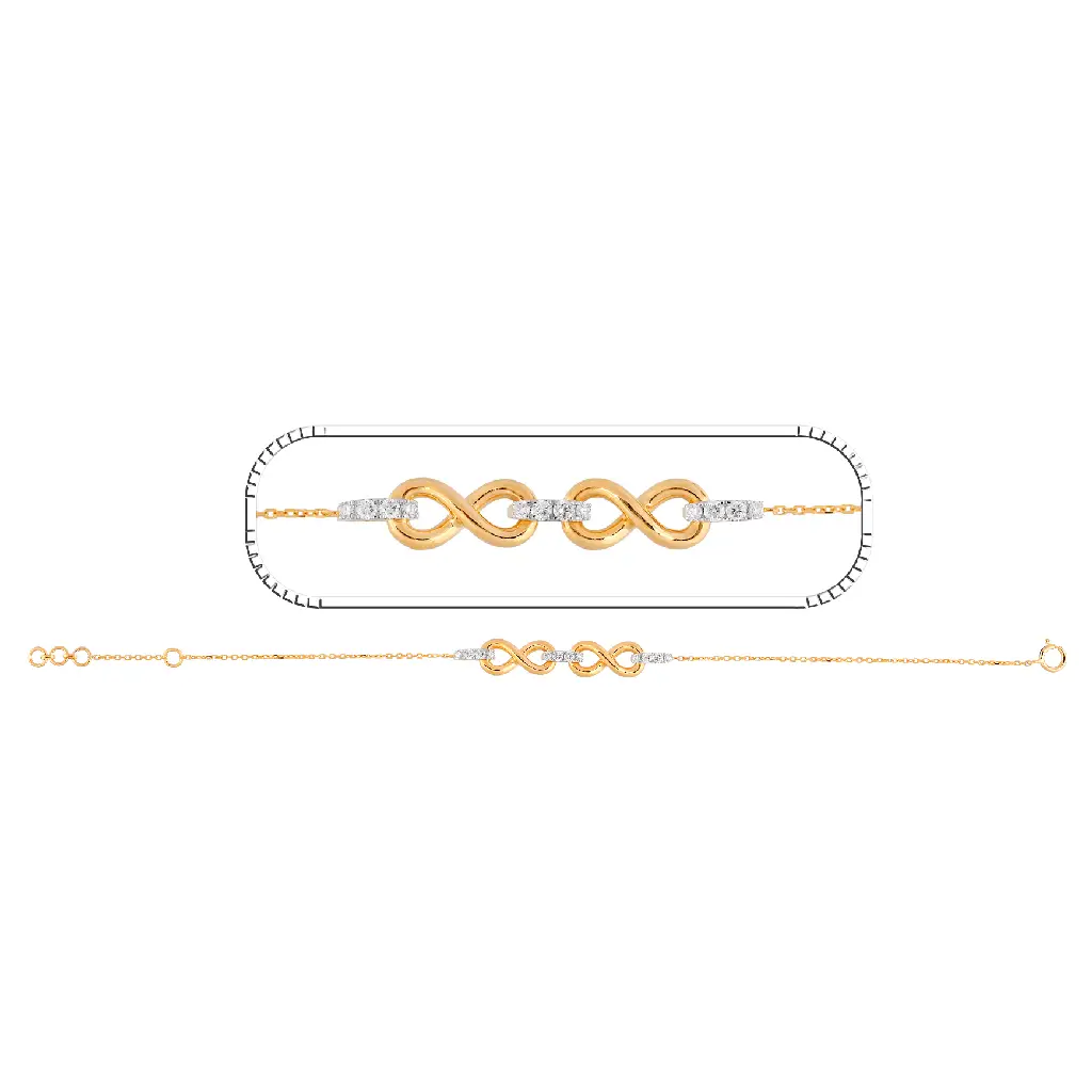 Gold Infinity Link Diamond Bracelet