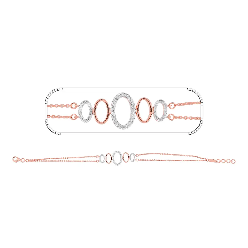 Rose Gold Oval Diamond Link Bracelet