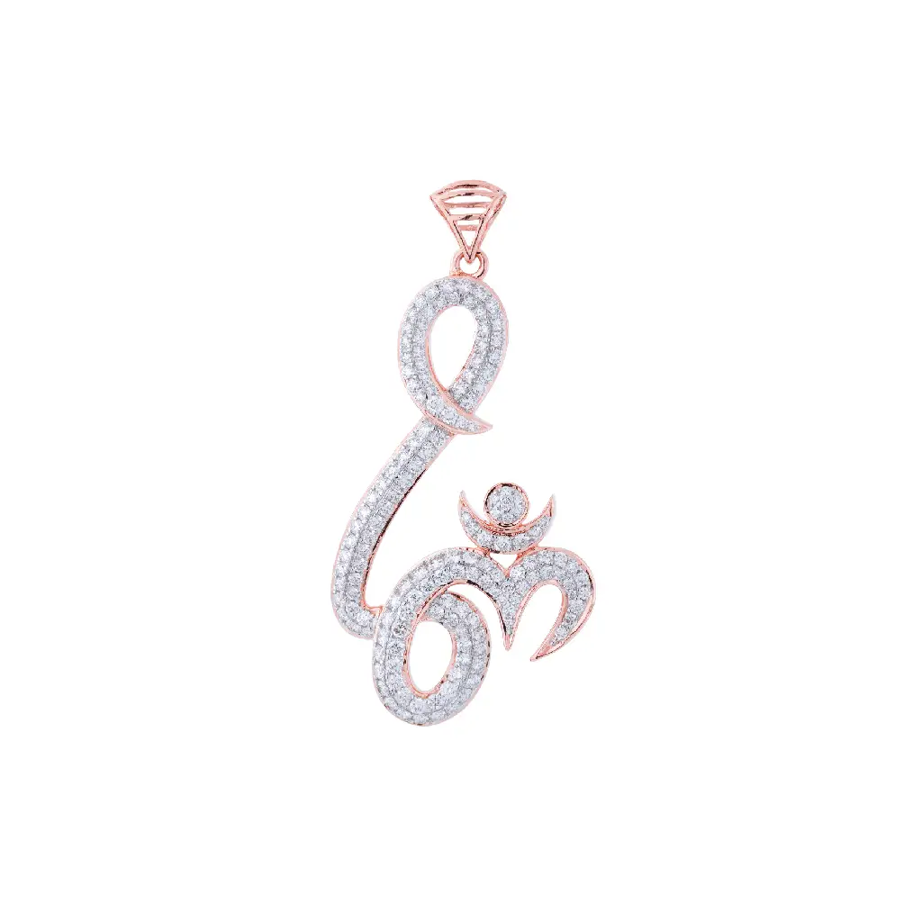 Divine Om-Ganesha Diamond &amp; Gold Oval Pendant