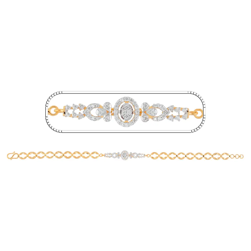 Yellow Gold Diamond Regal Oval Motif Bracelet