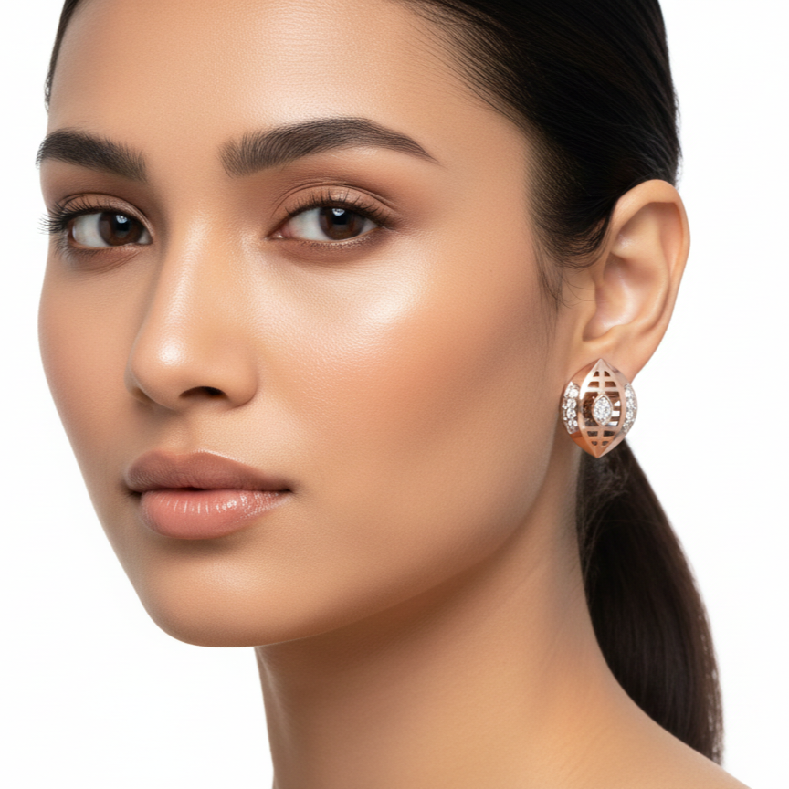 Designer Swirl Diamond Drop Earrings in 18K/22K Gold