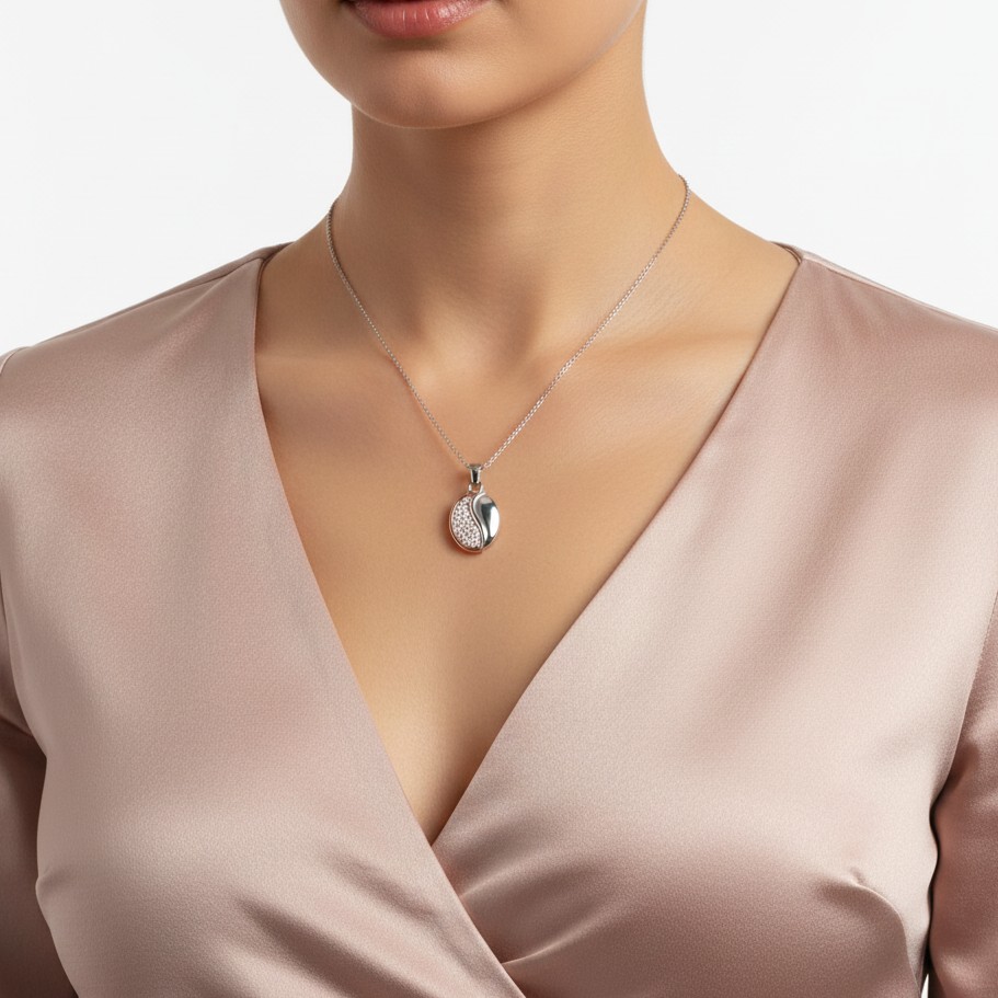 Dual-Tone Yin–Yang Diamond Pendant with Pavé Detailing