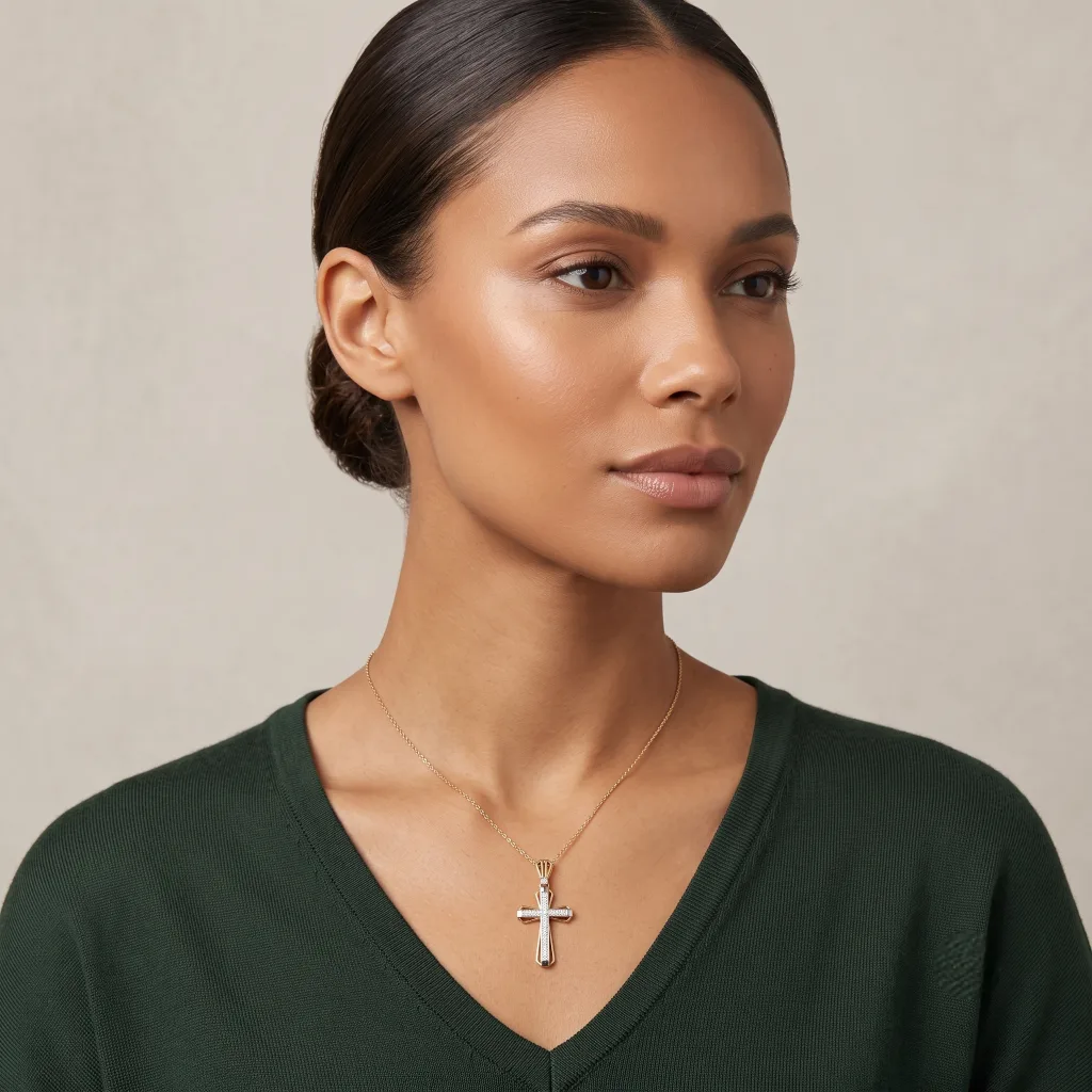Classic Gold &amp;amp; Diamond Cross Pendant